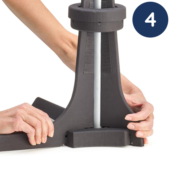 Baser half parasol assembly guide step 3 push all 3 L-shapes close to the pole